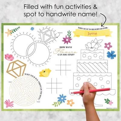 Big Dot Of Happiness Wildflowers Bride - Paper Boho Floral Bridal Shower And Wedding Party Coloring Sheets - Activity Placemats - Set Of 16 1 Big Dot Of Happiness Wildflowers Bride - Paper Boho Floral Bridal Shower And Wedding Party Coloring Sheets - Activity Placemats - Set Of 16