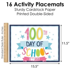 Big Dot Of Happiness Happy 100th Day Of School - Paper 100 Days Party Coloring Sheets - Activity Placemats - Set Of 16 -Aurora Party Sales GUEST aeaecdf3 91d9 47b0 96e5 92641b15e928