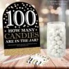 Big Dot Of Happiness Adult 100th Birthday - Gold - How Many Candies Birthday Party Game - 1 Stand And 40 Cards - Candy Guessing Game