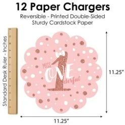 Big Dot Of Happiness 1st Birthday Little Miss Onederful - Girl First Birthday Party Round Table Decorations - Paper Chargers - Place Setting For 12 -Aurora Party Sales GUEST af5d83a3 cf81 4887 b8fa fd2d0372e068