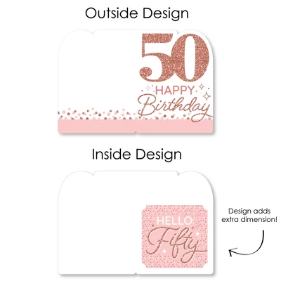 Big Dot Of Happiness 50th Pink Rose Gold Birthday - Happy Birthday Giant Greeting Card - Big Shaped Jumborific Card - 16.5 X 22 Inches 4 Big Dot Of Happiness 50th Pink Rose Gold Birthday - Happy Birthday Giant Greeting Card - Big Shaped Jumborific Card - 16.5 X 22 Inches - Image 4