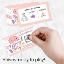 Big Dot Of Happiness Pajama Slumber Party - Girls Sleepover Birthday Party Game Scratch Off Cards - 22 Count