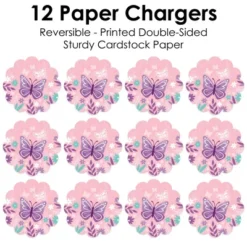 Big Dot Of Happiness Beautiful Butterfly - Floral Baby Shower Or Birthday Party Round Table Decorations - Paper Chargers - Place Setting For 12 -Aurora Party Sales GUEST afe60793 96f2 4f5c ab68 732bc2b29671