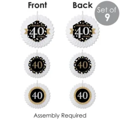Big Dot Of Happiness Adult 40th Birthday - Gold - Hanging Birthday Party Tissue Decoration Kit - Paper Fans - Set Of 9 9 Big Dot Of Happiness Adult 40th Birthday - Gold - Hanging Birthday Party Tissue Decoration Kit - Paper Fans - Set Of 9 -Aurora Party Sales GUEST aff50ec4 3fcc 4166 98fc ecc347abe233