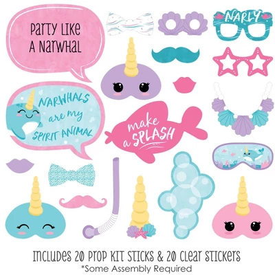 Big Dot Of Happiness Narwhal Girl - Under The Sea Baby Shower Or Birthday Party Photo Booth Props Kit - 20 Count 1 Big Dot Of Happiness Narwhal Girl - Under The Sea Baby Shower Or Birthday Party Photo Booth Props Kit - 20 Count