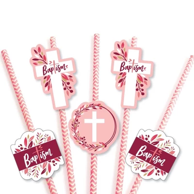 Big Dot Of Happiness Baptism Pink Elegant Cross - Paper Straw Decor - Girl Religious Party Striped Decorative Straws - Set Of 24 4 Big Dot Of Happiness Baptism Pink Elegant Cross - Paper Straw Decor - Girl Religious Party Striped Decorative Straws - Set Of 24 - Image 4