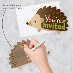 Big Dot Of Happiness Forest Hedgehogs - Shaped Fill-In Invitations - Woodland Birthday Party Or Baby Shower Invitation Cards With Envelopes - 12 Ct