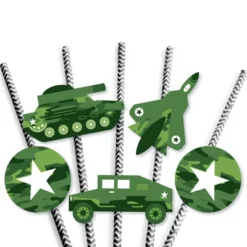 Big Dot Of Happiness Camo Hero - Paper Straw Decor - Army Military Camouflage Party Striped Decorative Straws - Set Of 24 -Aurora Party Sales GUEST b1ad9865 1c71 48fb aaef 88e0f74a7b02