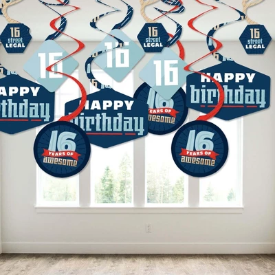 Big Dot Of Happiness Boy 16th Birthday - Sweet Sixteen Birthday Party Hanging Decor - Party Decoration Swirls - Set Of 40 2 Big Dot Of Happiness Boy 16th Birthday - Sweet Sixteen Birthday Party Hanging Decor - Party Decoration Swirls - Set Of 40 - Image 2