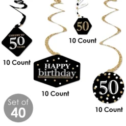 Big Dot Of Happiness Adult 50th Birthday - Gold - Birthday Party Hanging Decor - Party Decoration Swirls - Set Of 40 -Aurora Party Sales GUEST b1bd4187 b558 472b 8dc7 2045fecbd77d