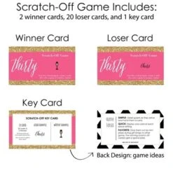 Big Dot Of Happiness Chic 30th Birthday - Pink And Gold - Birthday Party Game Scratch Off Cards - 22 Count -Aurora Party Sales GUEST b1e479a6 da49 44d8 9605 3a5931da5154
