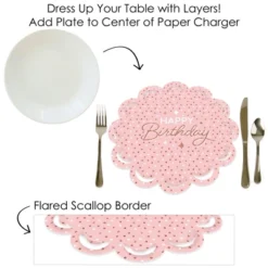 Big Dot Of Happiness Pink Rose Gold Birthday - Happy Birthday Party Round Table Decorations - Paper Chargers - Place Setting For 12 -Aurora Party Sales GUEST b3a972b8 cb34 4b69 9249 8b5c906f44f9
