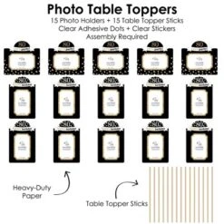 Big Dot Of Happiness Adult 80th Birthday - Gold - Birthday Party Picture Centerpiece Sticks - Photo Table Toppers - 15 Pieces -Aurora Party Sales GUEST b3cc47cb 8f1c 4425 a4ca d89b0e0ae501