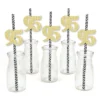 Big Dot Of Happiness Gold Glitter 95 Party Straws - No-Mess Real Gold Glitter Cut-Out Numbers & Decorative 95th Birthday Party Paper Straws - 24 Ct