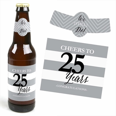 Big Dot Of Happiness We Still Do - 25th Wedding Anniversary Decorations For Women And Men - 6 Beer Bottle Label Stickers And 1 Carrier 2 Big Dot Of Happiness We Still Do - 25th Wedding Anniversary Decorations For Women And Men - 6 Beer Bottle Label Stickers And 1 Carrier - Image 2