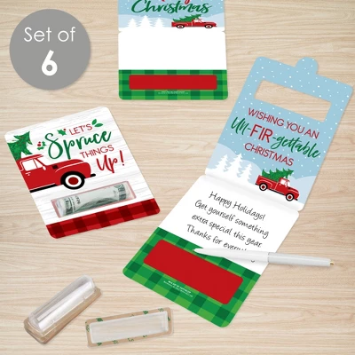 Big Dot Of Happiness Merry Little Christmas Tree - DIY Assorted Red Truck And Car Christmas Party Cash Holder Gift - Funny Money Cards - Set Of 6 1 Big Dot Of Happiness Merry Little Christmas Tree - DIY Assorted Red Truck And Car Christmas Party Cash Holder Gift - Funny Money Cards - Set Of 6