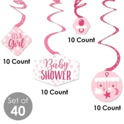 Big Dot Of Happiness It's A Girl - Pink Baby Shower Hanging Decor - Party Decoration Swirls - Set Of 40 -Aurora Party Sales GUEST b6c63fa9 7700 49d0 969c a1e42d05c3f4