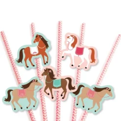 Big Dot Of Happiness Run Wild Horses - Paper Straw Decor - Pony Birthday Party Striped Decorative Straws - Set Of 24 -Aurora Party Sales GUEST b6fdaecd da38 4221 8e5a 0c6f5ca4ed8b