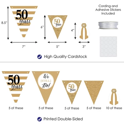 Big Dot Of Happiness We Still Do - 50th Wedding Anniversary - DIY Anniversary Party Pennant Garland Decoration - Triangle Banner - 30 Pieces 2 Big Dot Of Happiness We Still Do - 50th Wedding Anniversary - DIY Anniversary Party Pennant Garland Decoration - Triangle Banner - 30 Pieces - Image 2