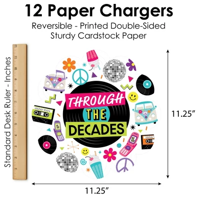 Big Dot Of Happiness Through The Decades - 50s, 60s, 70s, 80s, And 90s Party Round Table Decorations - Paper Chargers - Place Setting For 12 5 Big Dot Of Happiness Through The Decades - 50s, 60s, 70s, 80s, And 90s Party Round Table Decorations - Paper Chargers - Place Setting For 12 - Image 5
