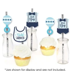 Big Dot Of Happiness It's A Boy - Paper Straw Decor - Blue Baby Shower Striped Decorative Straws - Set Of 24 -Aurora Party Sales GUEST b8430ad4 1a0a 4f6b 9acb 2c11264fcc63