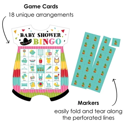 Big Dot Of Happiness Let's Fiesta - Picture Bingo Cards And Markers - Baby Shower Shaped Bingo Game - Set Of 18 1 Big Dot Of Happiness Let's Fiesta - Picture Bingo Cards And Markers - Baby Shower Shaped Bingo Game - Set Of 18