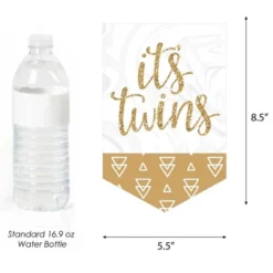 Big Dot Of Happiness It's Twins - Gold Twins Baby Shower Bunting Banner - Party Decorations - Welcome Babies