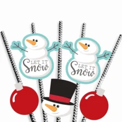 Big Dot Of Happiness Let It Snow Paper Straw Decor - Snowman - Holiday & Christmas Striped Decorative Straws - Set Of 24 -Aurora Party Sales GUEST b913eefa f7e4 4e24 9ef6 52fb54a33034