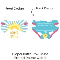 Big Dot Of Happiness You Are My Sunshine - Diaper Shaped Raffle Ticket Inserts - Baby Shower Activities - Diaper Raffle Game - Set Of 24