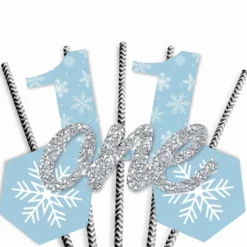 Big Dot Of Happiness Onederland - Paper Straw Decor - Holiday Snowflake Winter Wonderland Birthday Party Striped Decorative Straws - Set Of 24 -Aurora Party Sales GUEST b9c98422 e600 4f94 9b34 d7dbae14afe3