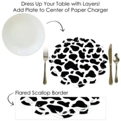 Big Dot Of Happiness Cow Print - Farm Animal Party Round Table Decorations - Paper Chargers - Place Setting For 12 -Aurora Party Sales GUEST bad9bd1a 2f53 4a62 a416 61a10d48db68
