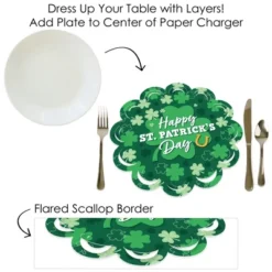 Big Dot Of Happiness Shamrock St. Patrick's Day - Saint Paddy’s Day Party Round Table Decorations - Paper Chargers - Place Setting For 12 -Aurora Party Sales GUEST bb68ad78 68be 4b16 9215 347044122430