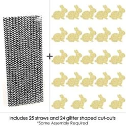 Big Dot Of Happiness Gold Glitter Bunnies Party Straws - No-Mess Real Gold Glitter Cut-Outs & Decorative Easter Paper Straws - Set Of 24 -Aurora Party Sales GUEST bba56744 9718 4c0e 8aa8 f054ae13b3fd