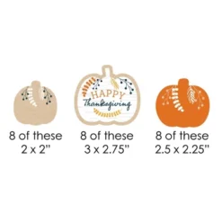 Big Dot Of Happiness Happy Thanksgiving - Paper Straw Decor - Fall Harvest Party Striped Decorative Straws - Set Of 24