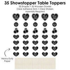 Big Dot Of Happiness Mr. And Mrs. - Black And White Wedding Or Bridal Shower Centerpiece Sticks - Showstopper Table Toppers - 35 Pieces -Aurora Party Sales GUEST bf15be0a 844e 454b 90f1 023f7d8922e1