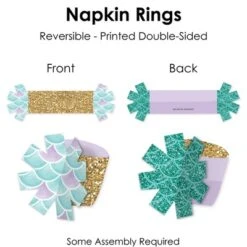Big Dot Of Happiness Let’s Be Mermaids - Baby Shower Or Birthday Party Paper Napkin Holder - Napkin Rings - Set Of 24 -Aurora Party Sales GUEST bf5b5098 5e83 418f a73f ecac2535d0bb