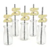 Big Dot Of Happiness Gold Glitter 25 Party Straws - No-Mess Real Gold Glitter Cut-Out Numbers & Decorative 25th Birthday Party Paper Straws - 24 Ct