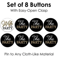 Big Dot Of Happiness Wife Of The Party - 3 Inch Black And Gold Bachelorette Party Badge - Pinback Buttons - Set Of 8 -Aurora Party Sales GUEST c01facba cfed 4fb2 b208 a408f4d661ad