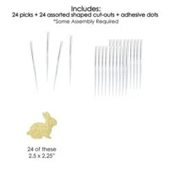 Big Dot Of Happiness Gold Glitter Bunnies - No-Mess Real Glitter Dessert Cupcake Toppers - Hippity Hoppity Easter Party Clear Treat Picks - Set Of 24 -Aurora Party Sales GUEST c0535d15 f755 4dff a937 d83defd7a95e