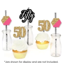 Big Dot Of Happiness Chic 50th Birthday - Pink, Black And Gold Paper Straw Decor - Birthday Party Striped Decorative Straws - Set Of 24 6 Big Dot Of Happiness Chic 50th Birthday - Pink, Black And Gold Paper Straw Decor - Birthday Party Striped Decorative Straws - Set Of 24 -Aurora Party Sales GUEST c08bf027 66c1 4c51 97db 246d87da3934