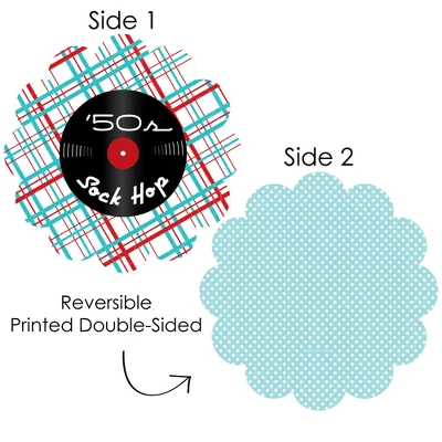 Big Dot Of Happiness 50’s Sock Hop - 1950s Rock N Roll Party Round Table Decorations - Paper Chargers - Place Setting For 12 2 Big Dot Of Happiness 50’s Sock Hop - 1950s Rock N Roll Party Round Table Decorations - Paper Chargers - Place Setting For 12 - Image 2