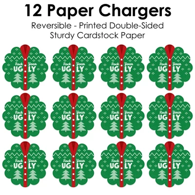 Big Dot Of Happiness Ugly Sweater - Holiday And Christmas Party Round Table Decorations - Paper Chargers - Place Setting For 12 4 Big Dot Of Happiness Ugly Sweater - Holiday And Christmas Party Round Table Decorations - Paper Chargers - Place Setting For 12 - Image 4