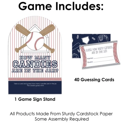 Big Dot Of Happiness Batter Up - Baseball - How Many Candies Baby Shower Or Birthday Party Game - 1 Stand And 40 Cards - Candy Guessing Game 2 Big Dot Of Happiness Batter Up - Baseball - How Many Candies Baby Shower Or Birthday Party Game - 1 Stand And 40 Cards - Candy Guessing Game - Image 2