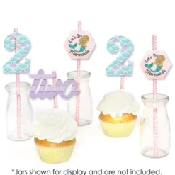 Big Dot Of Happiness 2nd Birthday Let's Be Mermaids - Paper Straw Decor - Second Birthday Party Striped Decorative Straws - Set Of 24 -Aurora Party Sales GUEST c1471995 9280 4af6 a6fa 00926b9f2822