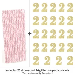 Big Dot Of Happiness Gold Glitter 2 Party Straws - No-Mess Real Gold Glitter Cut-Out Numbers & Decorative 2nd Birthday Party Paper Straws - Set Of 24 -Aurora Party Sales GUEST c163bcf5 1754 44e4 bb15 19d49566dccd