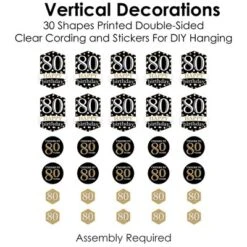 Big Dot Of Happiness Adult 80th Birthday - Gold - Birthday Party DIY Dangler Backdrop - Hanging Vertical Decorations - 30 Pieces -Aurora Party Sales GUEST c180f593 fd31 46e2 9e58 a4168d004817