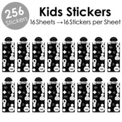 Big Dot Of Happiness Mr. And Mrs. - Black And White Wedding Or Bridal Shower Favor Kids Stickers - 16 Sheets - 256 Stickers