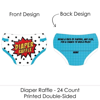 Big Dot Of Happiness Bam Superhero - Diaper Shaped Raffle Ticket Inserts - Baby Shower Activities - Diaper Raffle Game - Set Of 24 1 Big Dot Of Happiness Bam Superhero - Diaper Shaped Raffle Ticket Inserts - Baby Shower Activities - Diaper Raffle Game - Set Of 24