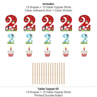 Big Dot Of Happiness 2nd Birthday Farm Animals - Barnyard Second Birthday Party Centerpiece Sticks - Table Toppers - Set Of 15 5 Big Dot Of Happiness 2nd Birthday Farm Animals - Barnyard Second Birthday Party Centerpiece Sticks - Table Toppers - Set Of 15 - Image 5