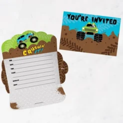Big Dot Of Happiness Smash And Crash - Monster Truck - Fill-In Cards - Boy Birthday Party Fold And Send Invitations - Set Of 8 -Aurora Party Sales GUEST c33cb440 beab 4773 a412 d04349a8df9c